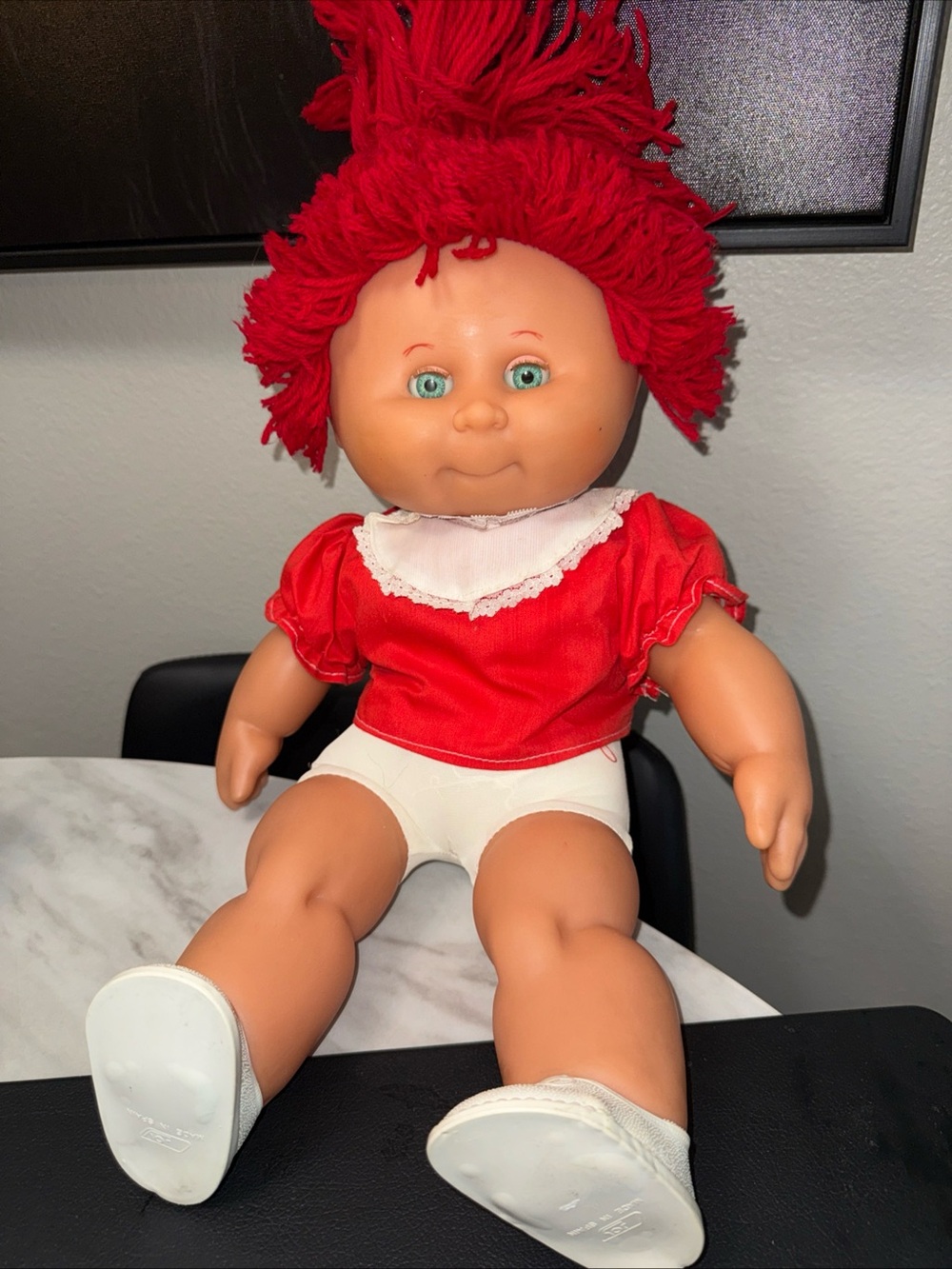 Vintage zampf red yarn hair blue eyes doll
